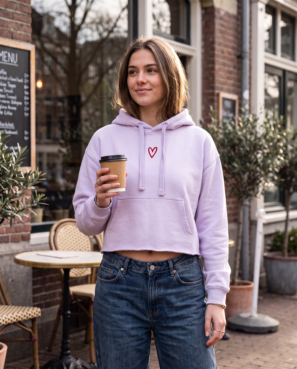 Protect Your Daughter Educate Your Son crop hoodie | small heart graphic
