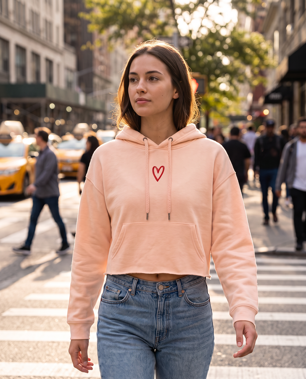 Protect Your Daughter Educate Your Son crop hoodie | small heart graphic