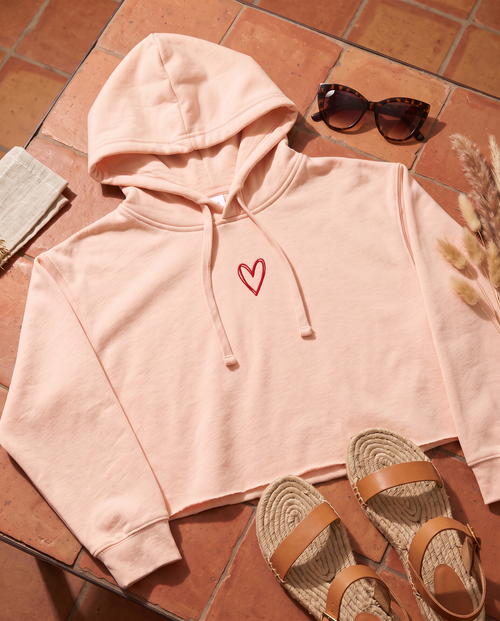 Protect Your Daughter Educate Your Son crop hoodie | small heart graphic